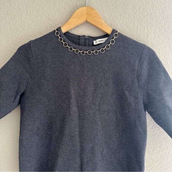 ZARA Knit Top with Chain Neckline Detail Size Medium | Chic & Minimalist Style - Picture 5 of 8